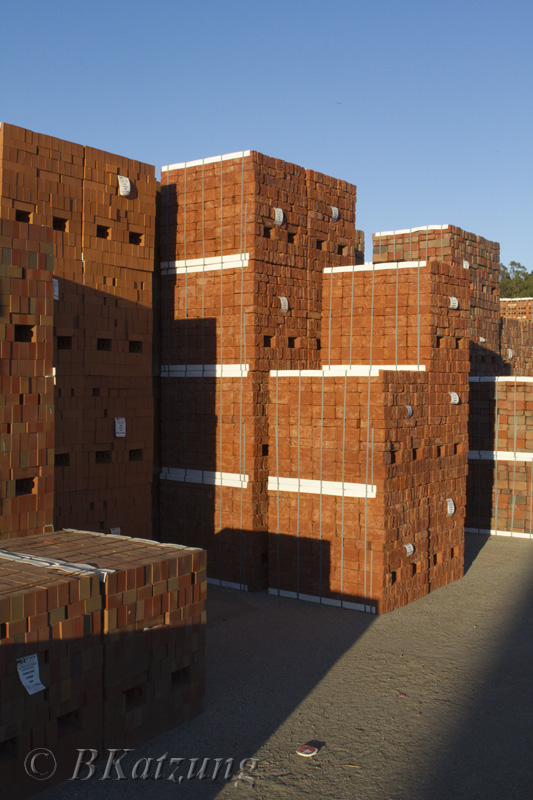 Stacks of pallets of bricks